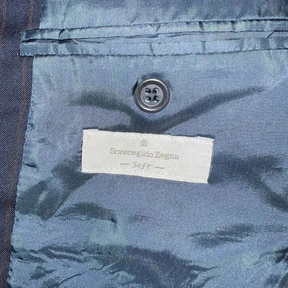 Ermenegildo Zegna 2pc Wool Suit Navy Blue Brown Pinstripe 50R - Picture 10 of 16